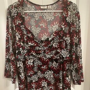 Cato Plus Size 18/20 Black/RedWhite Floral Top